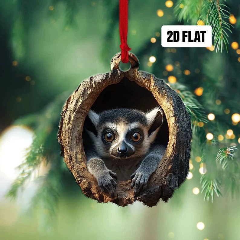 Explosiones transfronterizas mapache decoraciones de árbol de Navidad búho decoraciones acrílicas pequeños colgantes planos listados