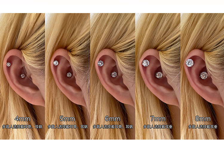 Simple Style Geometric Stainless Steel Plating Zircon Ear Studs