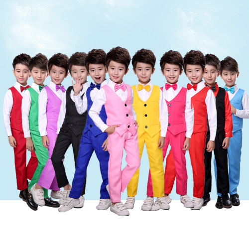 Flower girl dress, boy's small suit, vest suit, children's overalls, performance clothing, June 1st chorus performance clothing