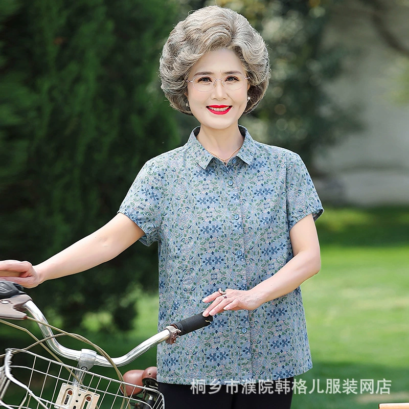 100% хлопчатобумажная рубашка женская средняя и пожилая мама летняя топы с короткими рукавами 60-70 лет бабушка рубашка футболка набор
