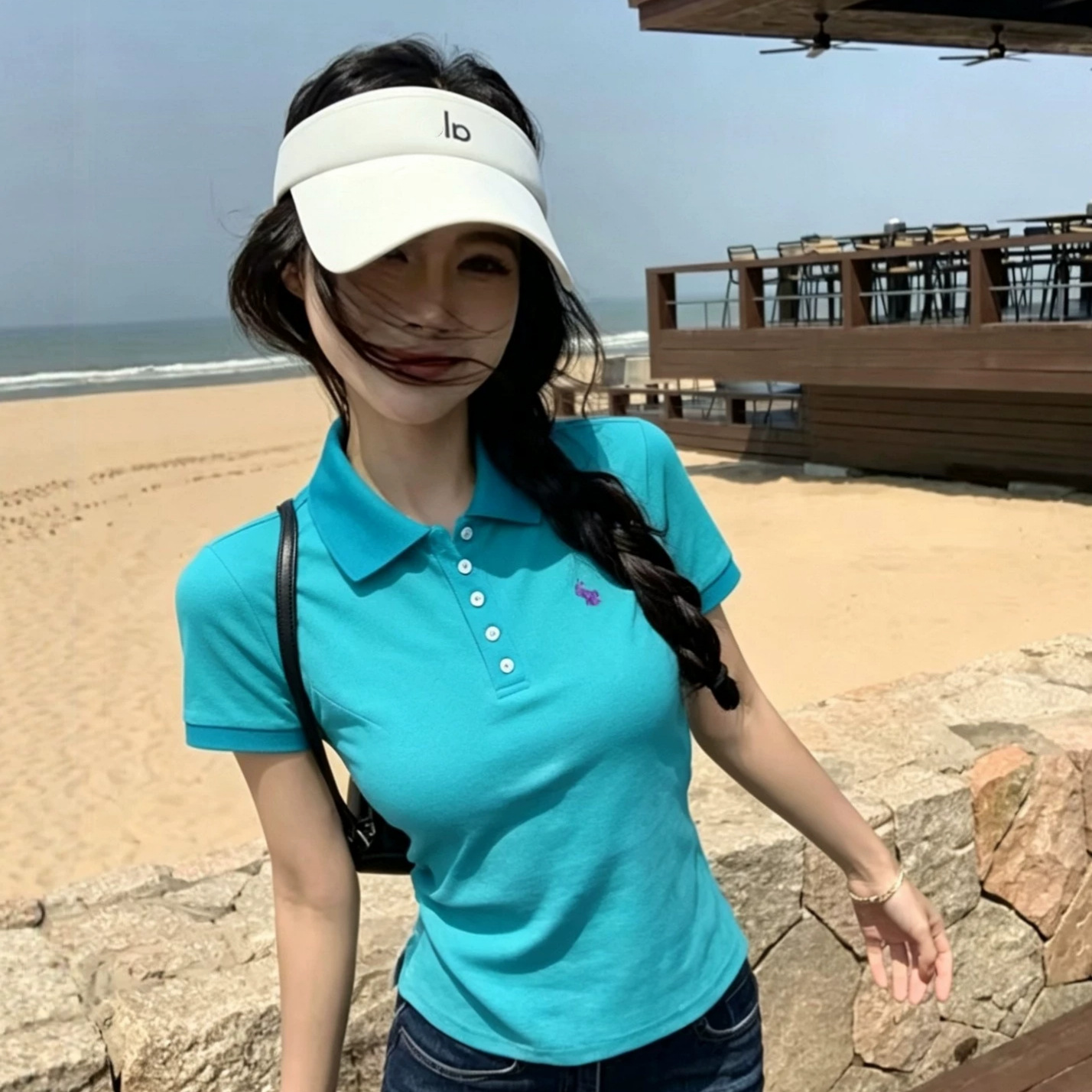 Original version, scannable RL Ruff Polo Shirt, Summer Classic Pony Embroidery, Five Buttons, Slim Fit, Short Sleeve, Women's T-Shirt