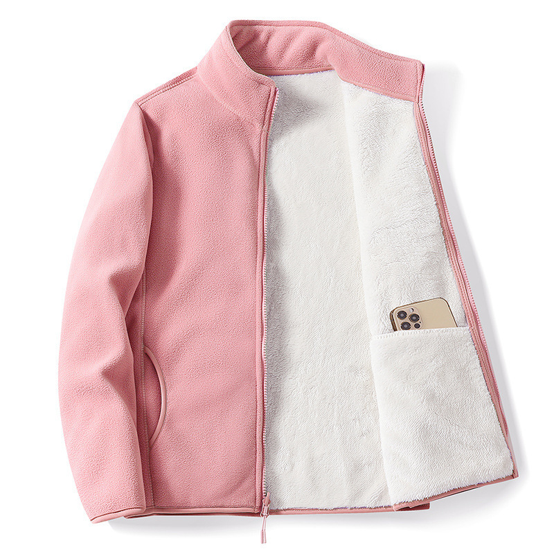 New outdoor lamb fleece fleece jacket women's fleece jacket men plus velvet padded warm sweater cardigan wholesale