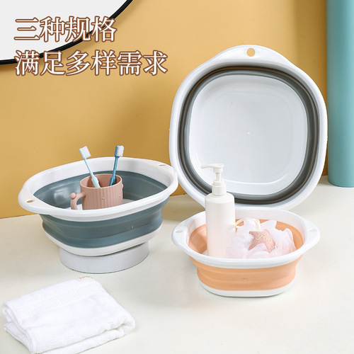 Portable foldable square washbasin outdoor travel large, medium and small silicone folding washbasin folding baby basin