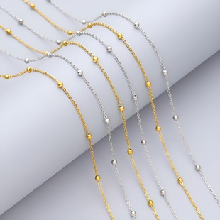 Stainless Steel Hammer Cross Clamp Bead Necklace Plated 18K Gold Fadeless Women's Necklace Temperament All-Match Titanium Steel Chain