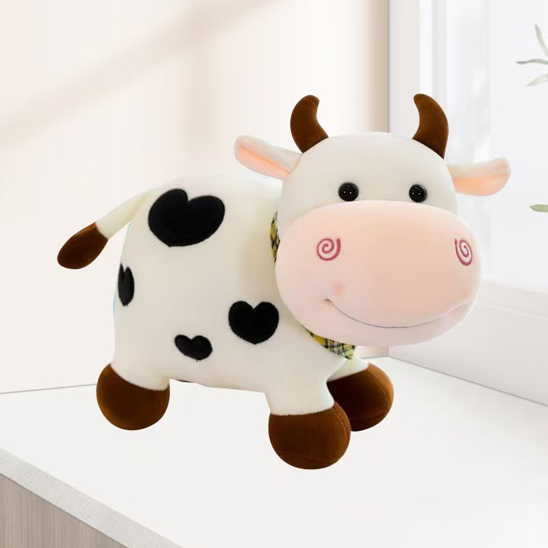 Hermosos juguetes de peluche de vaca muñeca ternera muñeca tela muñeca agarra muñeca dibujos animados ternera regalo para niños