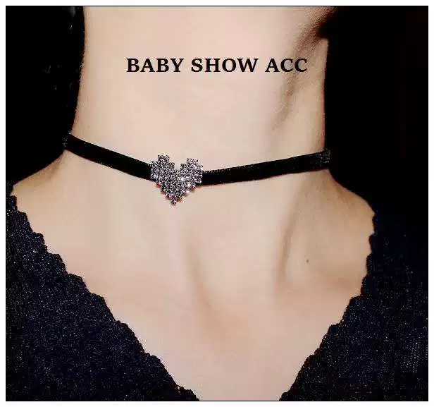 Nail sequins, zirconium heart shaped, choker, necklace, universal chain for key bag , jewelry, Japanese and Korean, Korean style