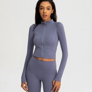 Sports Jacket Women's tight yoga clothes quick-drying long-sleeved top zipper cardigan running workout clothes jacket
