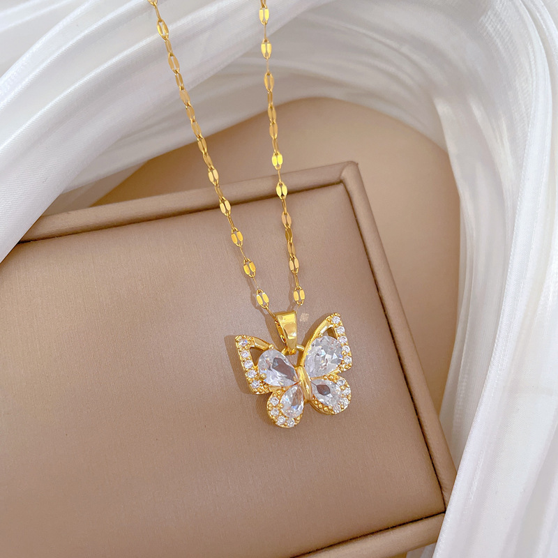 Zircon butterfly necklace