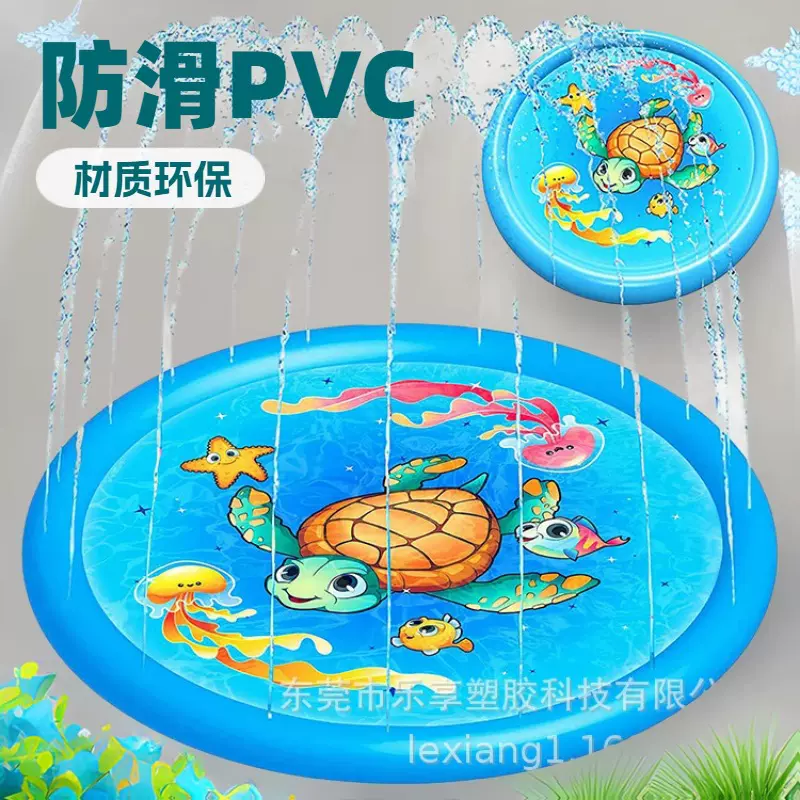 跨境现货PVC170CM海龟喷水垫夏季户外草坪洒水垫儿童戏水喷泉玩具