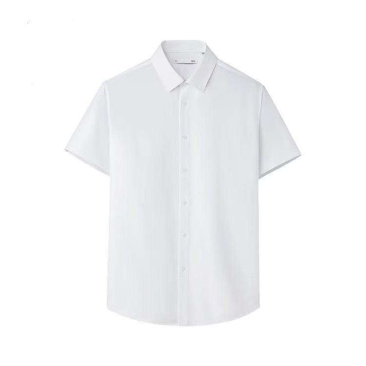 Sommerliches Kurzarmhemd aus Eisseide mit dunklem Muster für Herren, Business Casual, Umlegekragen, bügelfrei, in Königsblau_voghion.com