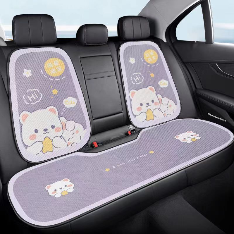 卡通汽车坐垫防磨耐脏防污屁垫车内装饰通用尺寸汽车座垫冰淇凌色