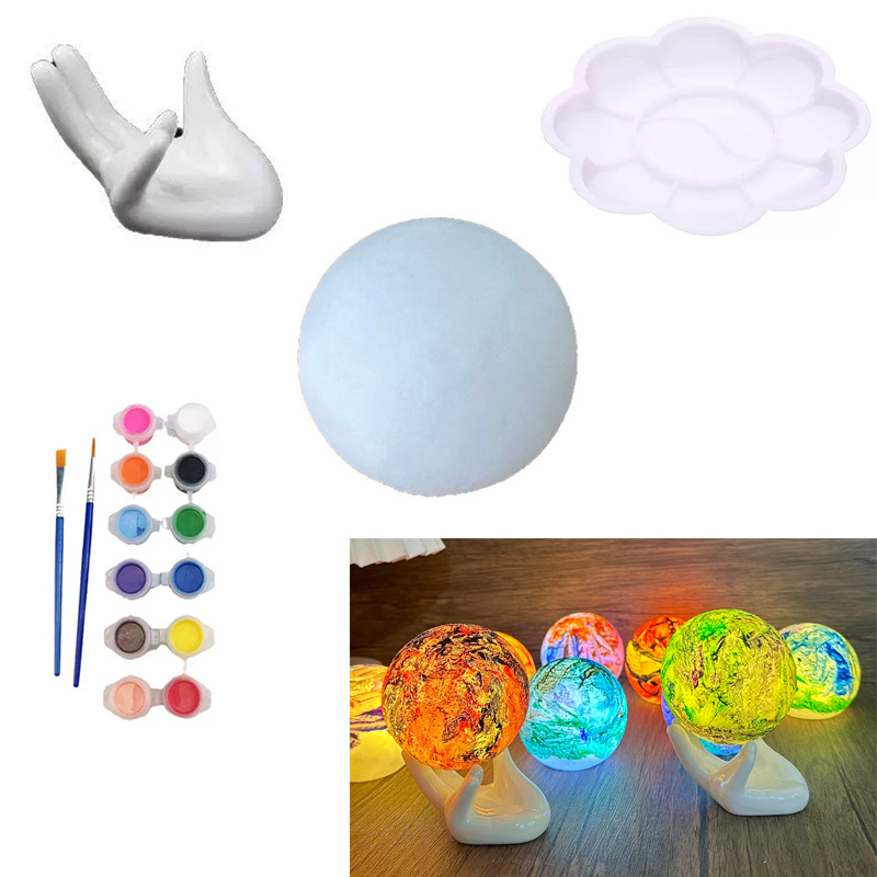 Transfronterizos dibujados a mano 3D luz planetaria diy luz lunar pintada a mano pintada parental salón de eventos fiesta pequeña