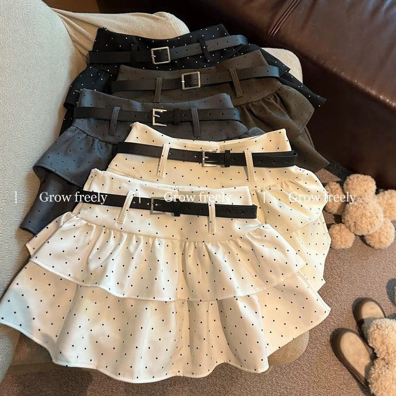 Korean-Style Polka Dot Ruffle Cake Skirt 2026 Summer New Style Youthful and Age-Reducing High-Waisted Short Skirt