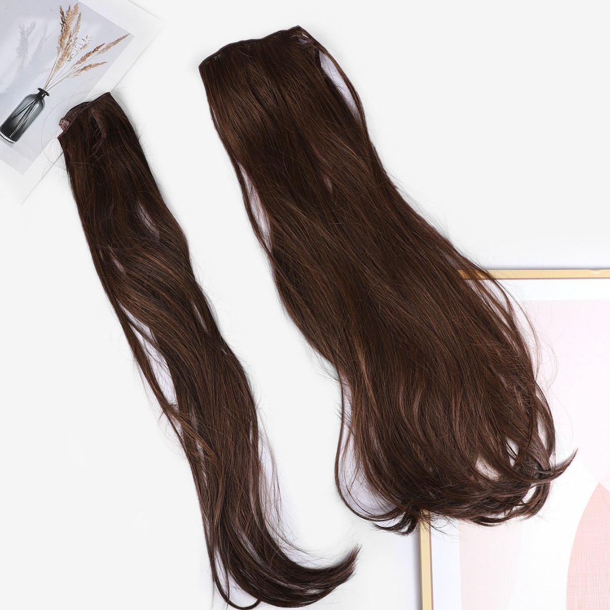 Peruca larga rizada europea y americana para mujeres Qi Liuhai ondulado fibra química cabello completo peluca