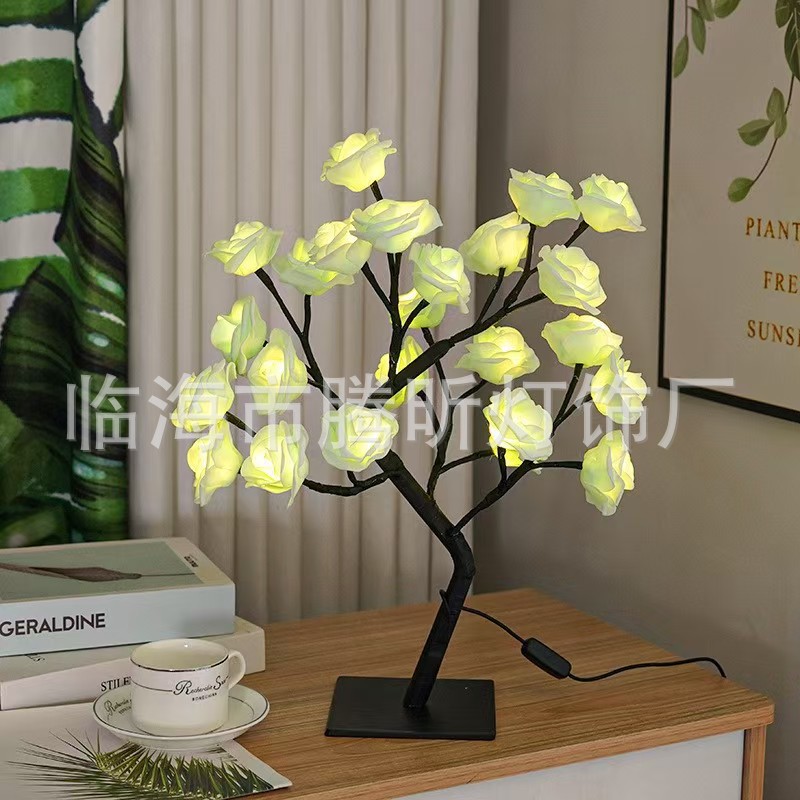 Luz de árbol LED rosa fruta ciruela color mariposa luz de abedul azul pálido hoja de arce huevo de oliva