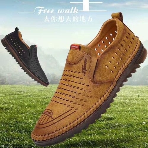  Spring New Men's Leather Shoes Fashion Quality Stitched Bean Shoes Non-slip Business Soft Sole Driving Shoes for Men