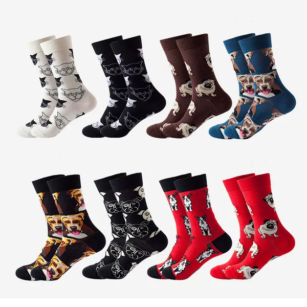 New Amazon Cross-Border Trendy Socks High-Top Cotton Socks Cat and Dog Series Women's Socks Men's Socks Ins Animal Series Couple Socks