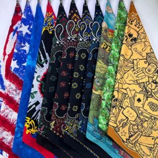 55x55CM美式复古纯棉印花方巾骷髅头鬼头嘻哈街舞方巾万圣节头巾