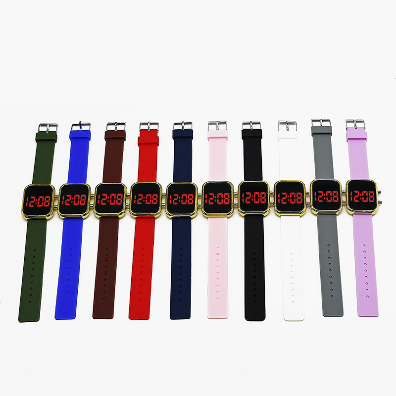 Nuevo botón digital LED luz roja reloj estudiante coreana niños casual retro estilo universitario pareja