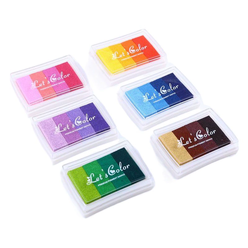 Южная Корея креативные канцелярские принадлежности DIY Четырехцветная градиентная чернильная подушечка из 6 стилей вогнутая Талия ручной счет партнер печать стол поставки