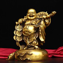 古韵斋 黄铜 笑佛 黄铜布袋佛钱袋佛 黄铜弥勒佛摆件铜制招财