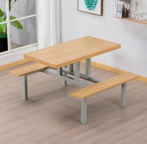 Four-person conjoined canteen dining table snack bar dining table stainless steel school employee dining table and chair combination fast company noodle restaurant