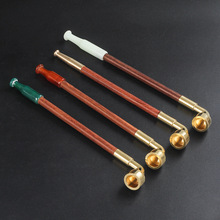 传统老式红檀木玉石烟杆旱烟斗 便携老式旱烟袋锅子男士专用烟具