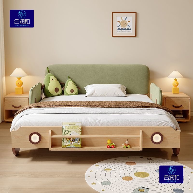 New Cartoon Children's Bed Car-Shaped Small Apartment Children's Room Boy's Bed Solid Wood Bed Baby Bed with Playful Design
