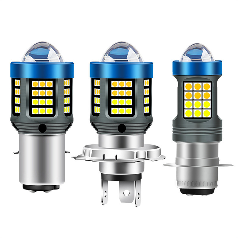 Amazon dedicated new led motorcycle headlight H4 BA20D P15D white yellow two-color super bright headlight lens Amazon dedicated new led motorcycle headlight H4 BA20D P15D white yellow two-color super bright headlight lens