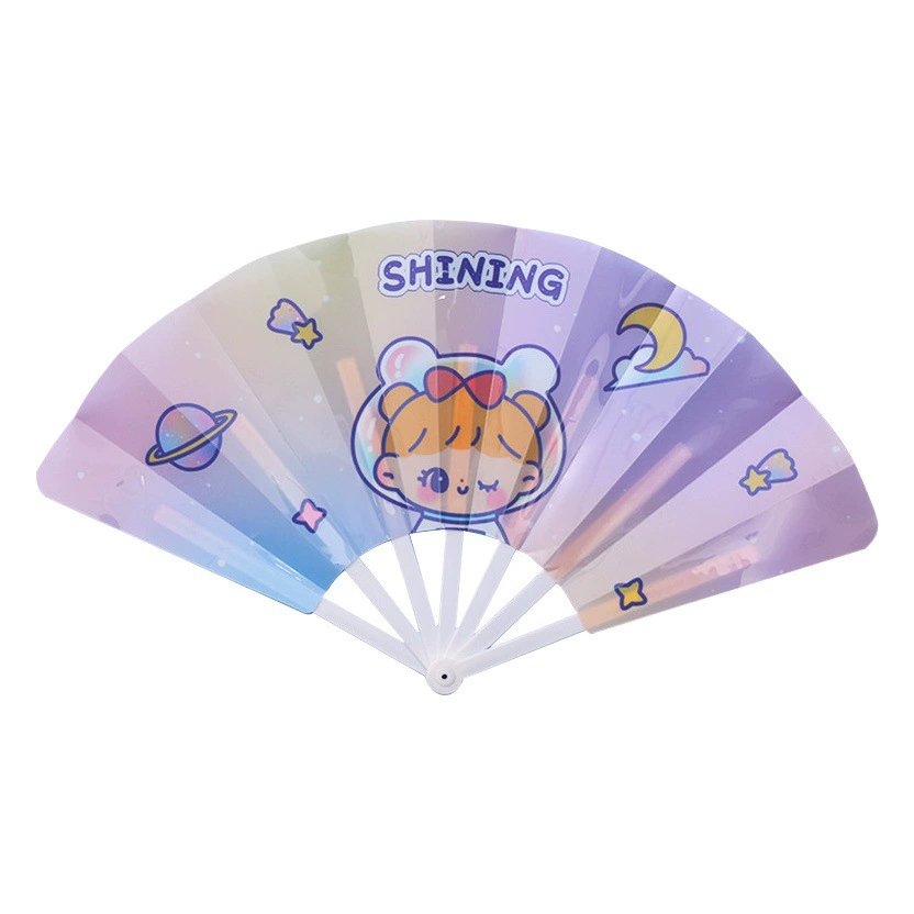 Складной веер с рисунками для школьников, портативный летний веер из полипропилена, подарок на День защиты детей, 30% off креативных складных вееров с ручным приводом