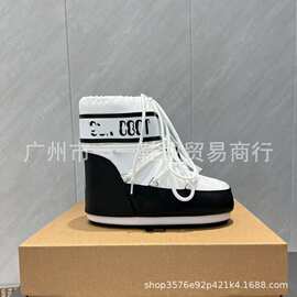 跨境秋冬月亮靴小众高级感内增高防滑保暖雪地靴可爱减龄丑萌靴潮