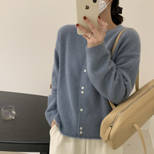 2022春季温柔宽松长袖针织衫外套ins新款糖果色学生毛衣开衫女潮