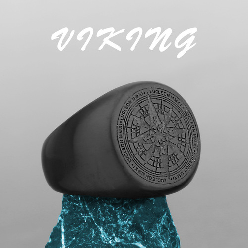 Viking Compass Compass Titanium Steel Ring New Creative Ring Men's European and American Personalized Trendy Stainless Steel Ring