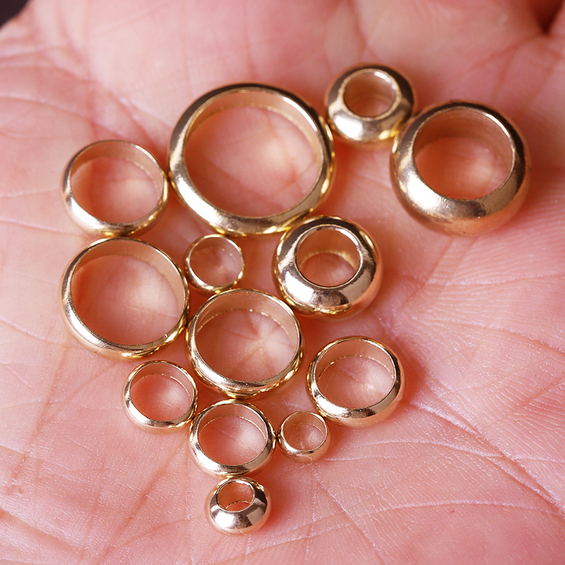 大孔黄铜隔片挂圈佛珠手串跑环卡环闭口铜圈散珠黄铜小圆环挂圈