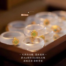小红书推荐小众设计指环新中式仿真白玉髓戒指冷淡气质百搭手饰女