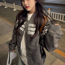 美式复古字母印花时尚棒球服外套女春秋季潮牌高级感设计飞行夹克