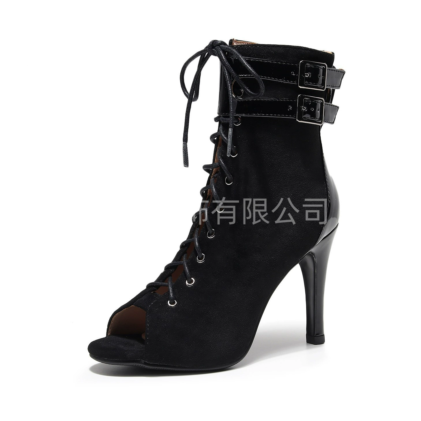 Сетчатые сандалии на шпильке, женские сетчатые ботинки с открытым носком, летние полые короткие сапоги, большие размеры, сандалии на высоком каблуке для джазовых танцев на шнуровке