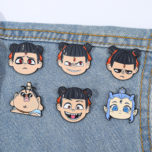Personalized and creative Nezha cartoon metal badge anime character Ao Bing alloy brooch clothing bag accessories pin
