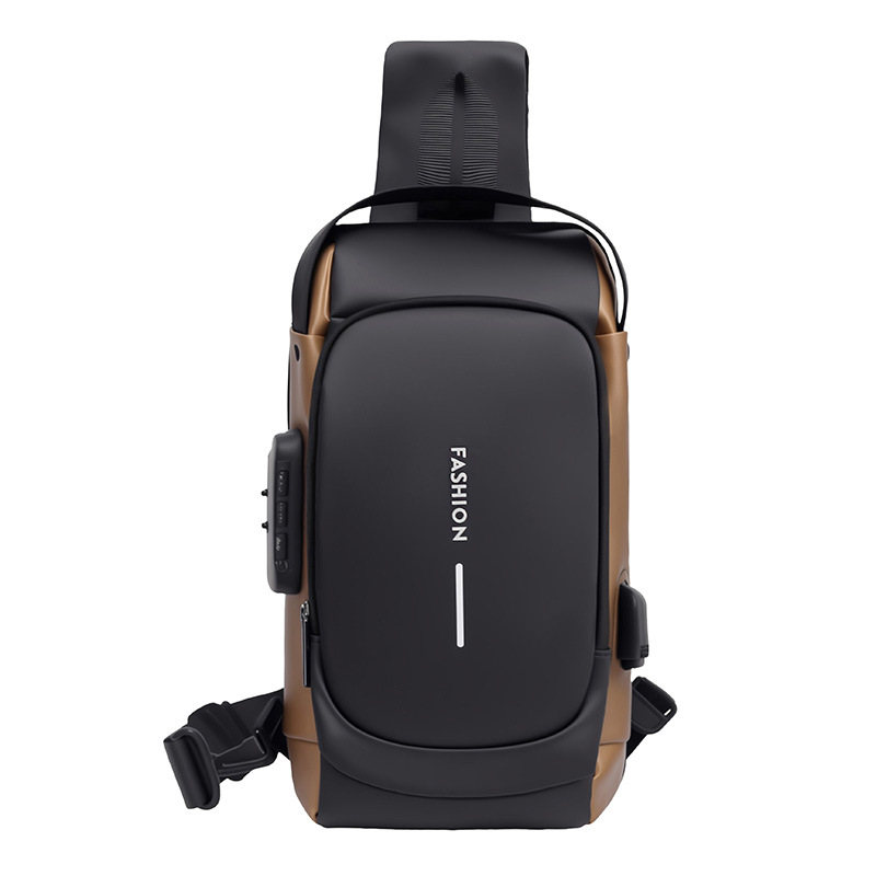 Bolso de pecho para hombre de moda transfronteriza con cerradura de contraseña, bolso de hombro informal, tela Oxford, puerto de carga USB, bolso cruzado para motocicleta para hombre image 14