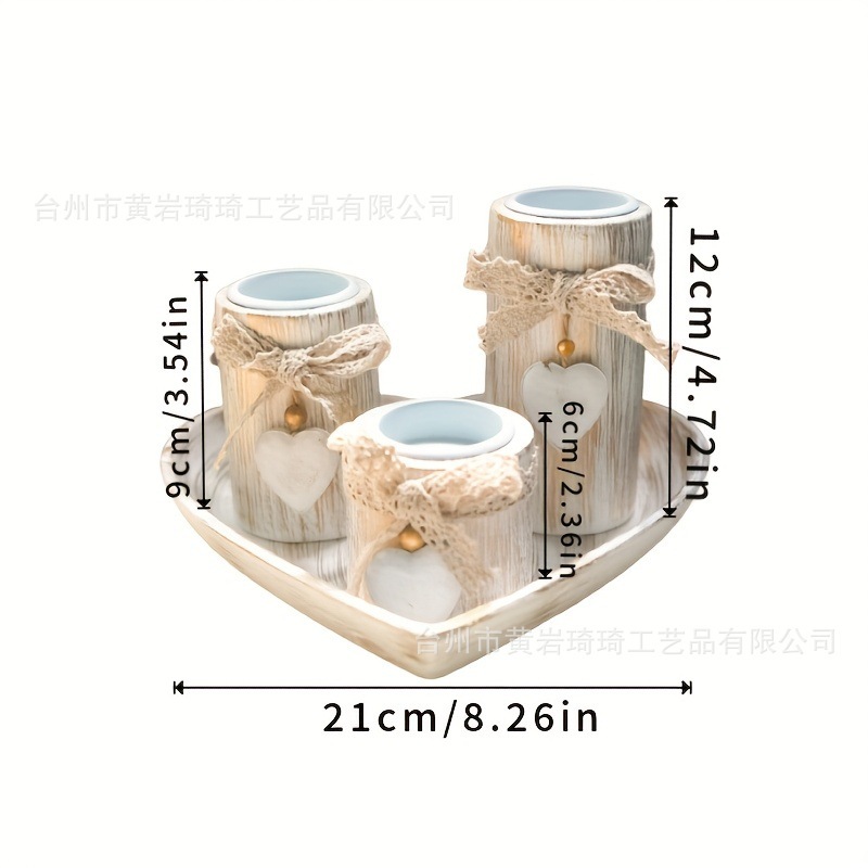 跨境情人节心形木质蜡烛烛台木托婚礼桌面装饰套装家居氛围摆件|undefined