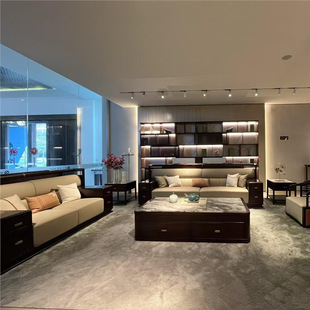 Designer New Chinese Style Villa Living Room Solid Wood Sofa Combination Modern Simple Home Ebony Wood Large Flat Floor Luxury