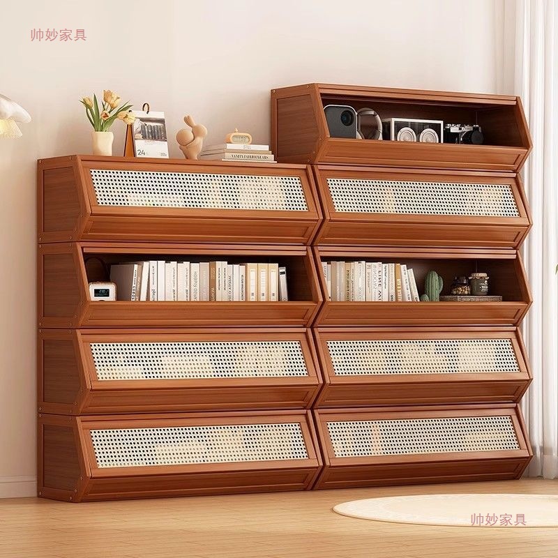Bookshelf Storage Floor-Standing Storage Rack Desktop Cabinet Bedside Home Living Room Wall Storage Cabinet Bay Window Free Combination