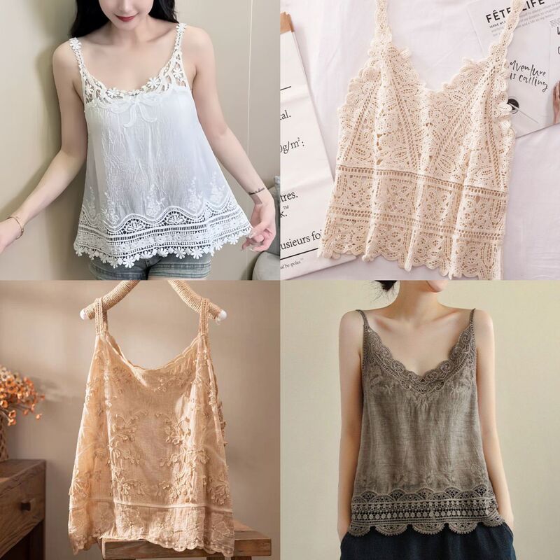 Summer New Heavy-Duty Vacation Style Camisole, Spring New Design Lace Crochet Sleeveless Top for Women Summer New Heavy-Duty Vacation Style Camisole, Spring New Design Lace Crochet Sleeveless Top for Women