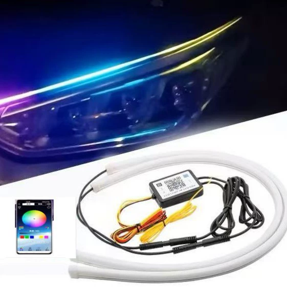 Автомобильная красочная светящаяся вывеска с холодным светом внутри, USB-атмосферная лампа, проводка не требуется, декоративная автомобильная световая полоса с голосовым управлением.