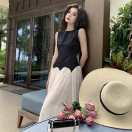 春装轻奢重工别致名媛长裙法式感气质赫本风礼服连衣裙女图片色