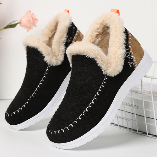 Winter New Cross-border Women's Shoes Cotton Shoes One-step Convenient Short Boots Fashion Warm Cotton Boots Fleece Thickened Snow Boots 