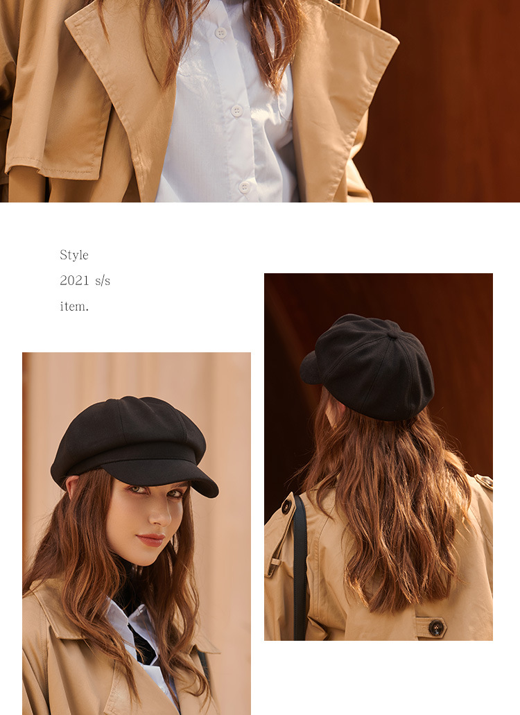 Unisex Beret hat woman autumn and winter fashion warm winter hat solid color octagonal hat with duck cap_voghion.com