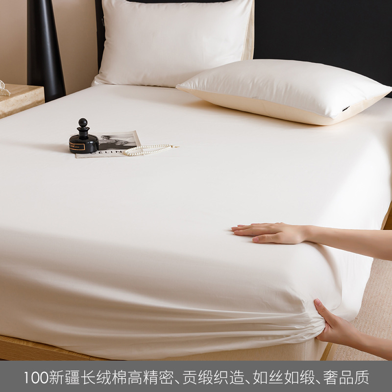 Alta gama de 100 camisas de cama de algodón largo algodón una sola pieza de color sólido tributo satin algodón cubierta de cama de tres piezas