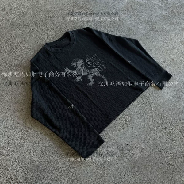 European and American Ins Cross-Border Stylish Punk Printed Round Neck Sweatshirt Long-Sleeved Pullover T-Shirt Bottoming Shirt Retro Wear Y2K