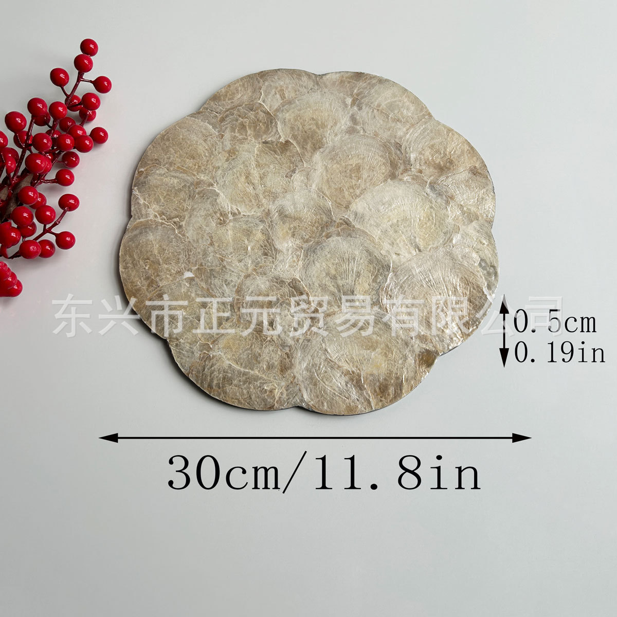 레이스 쉘 플레이스매트 - 골드 라운드 30cm